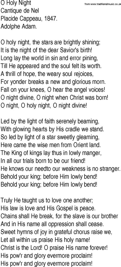 What are the lyrics to ‘O Holy Night’ – including the original French.